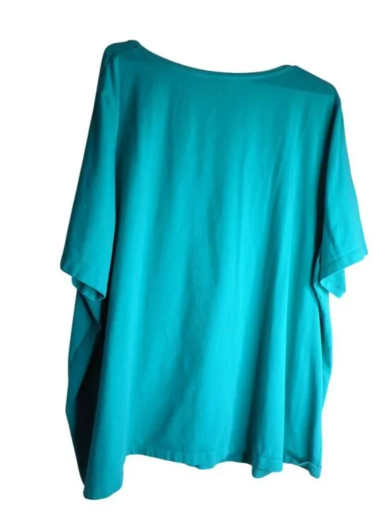Catherines Size 3x  26/28 W Solid teal knit shirt short sleeve Suprema - Picture 3 of 3